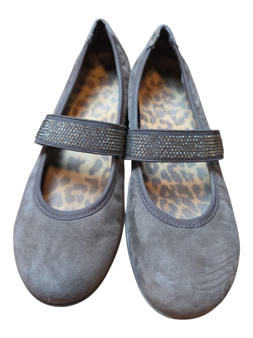VIONIC | Brown Suede Mary Jane Flats Rhinestone‎ Comfort Shoes | 6